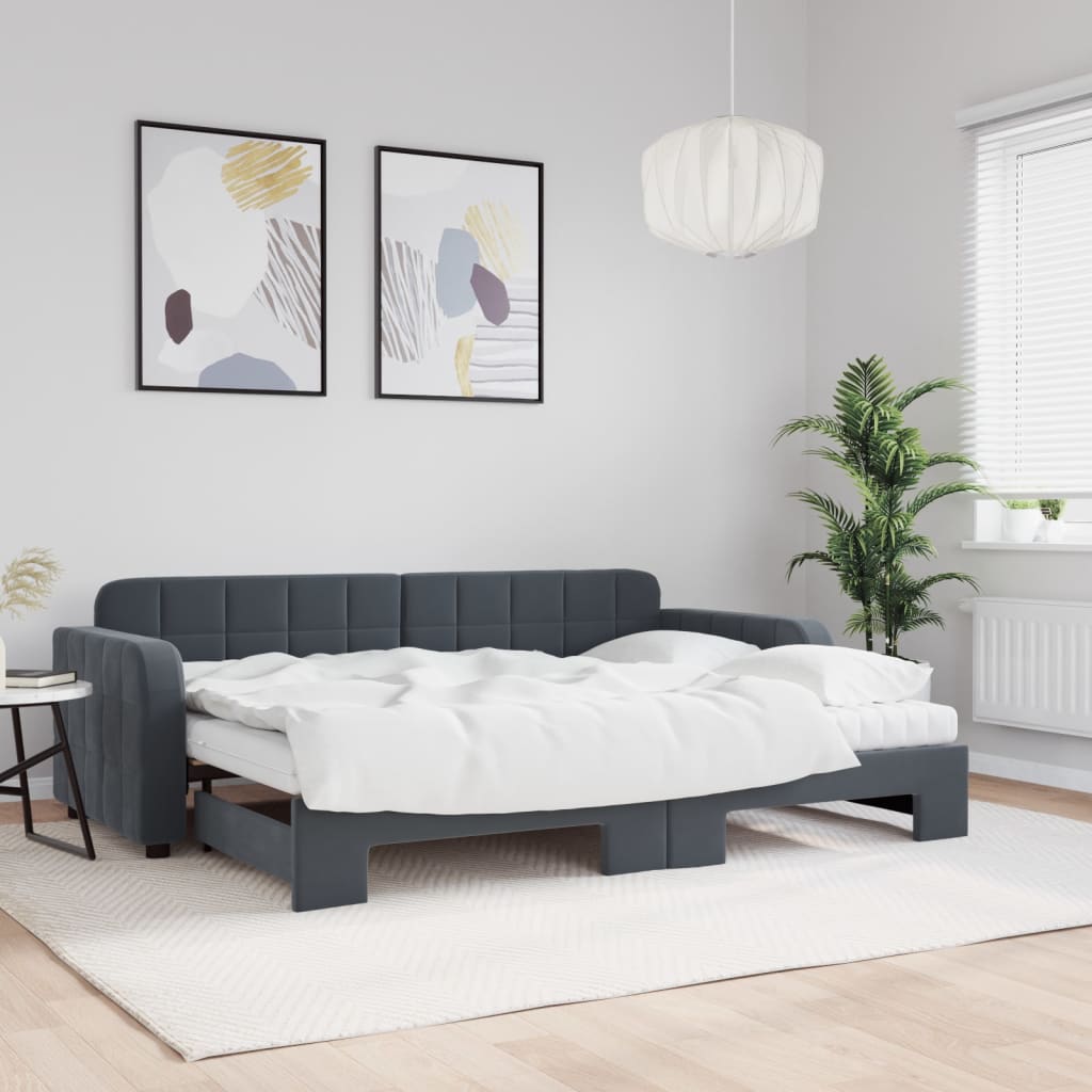 Lit de jour avec lit gigogne et matelas - 80x200 cm - Sensuri Maison