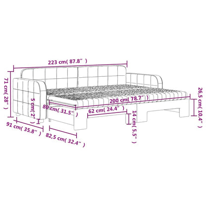 Lit de jour avec lit gigogne et matelas - 80x200 cm - Sensuri Maison
