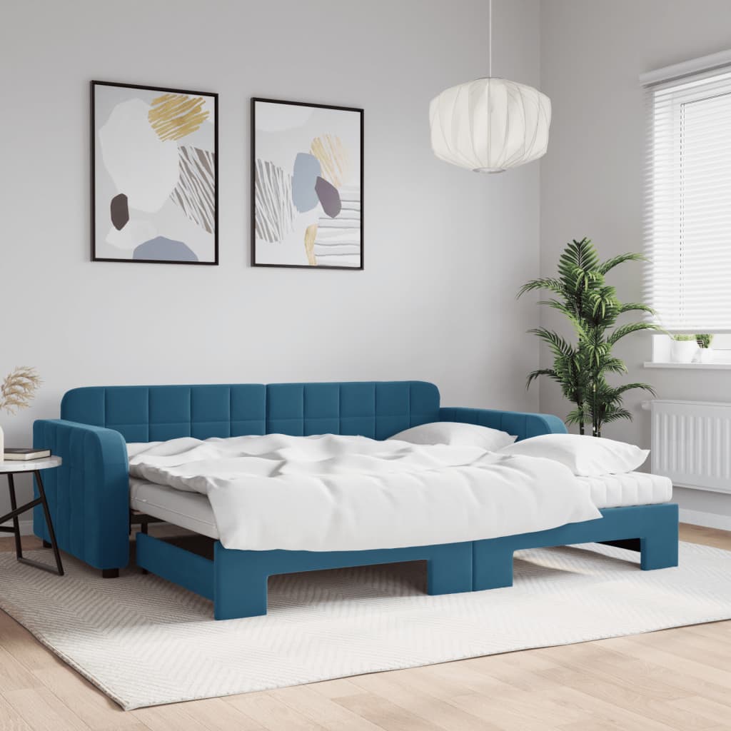 Lit de jour avec lit gigogne et matelas  80x200 cm velours - Imagem 13