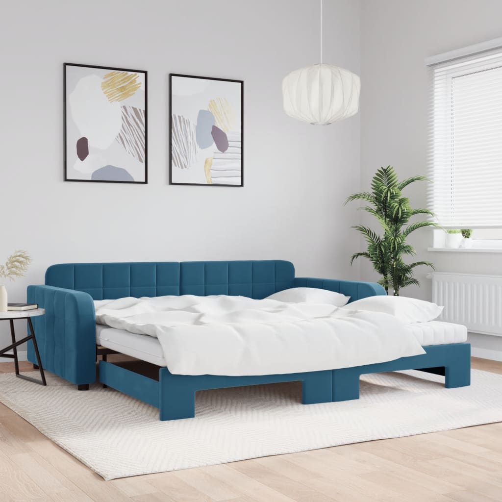 Lit de jour avec lit gigogne et matelas - 80x200 cm - Sensuri Maison