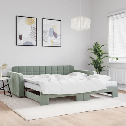 Lit de jour avec lit gigogne et matelas - 80x200 cm - Sensuri Maison