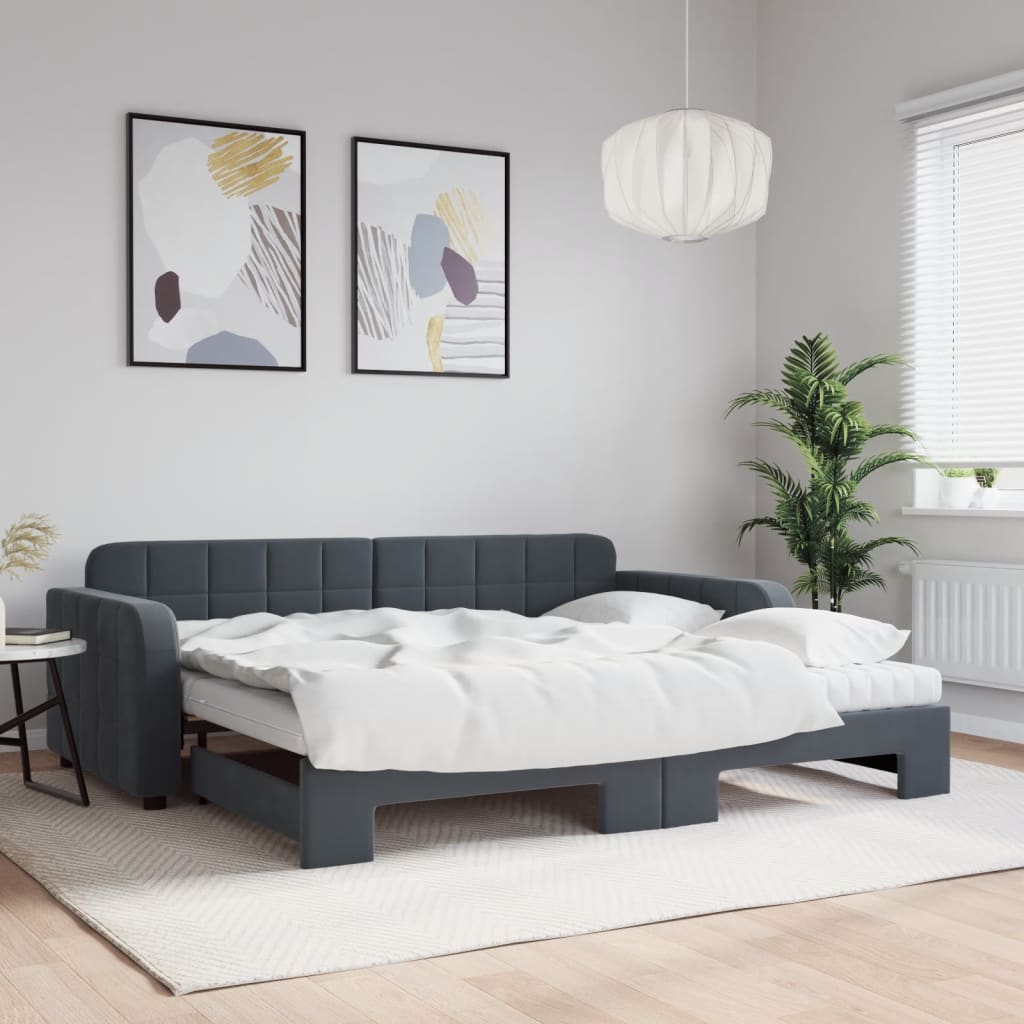 Lit de jour avec lit gigogne et matelas - 80x200 cm - Sensuri Maison