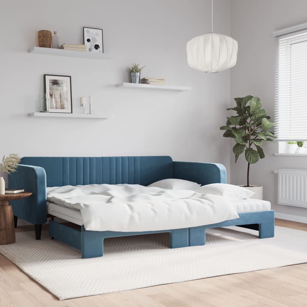 Lit de jour avec lit gigogne et matelas - 80x200 cm - Sensuri Maison