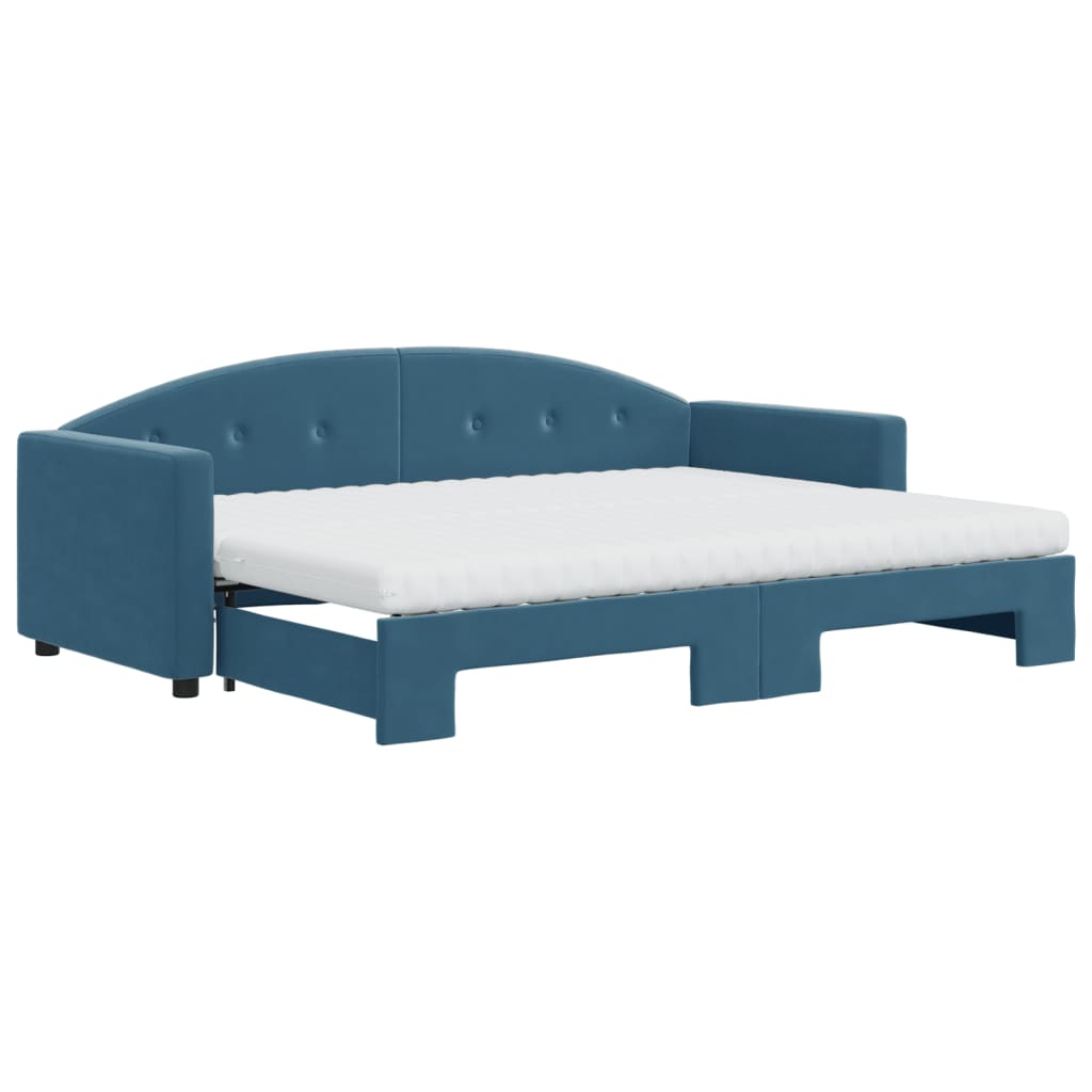 Lit de jour avec lit gigogne et matelas  80x200 cm velours - Imagem 2