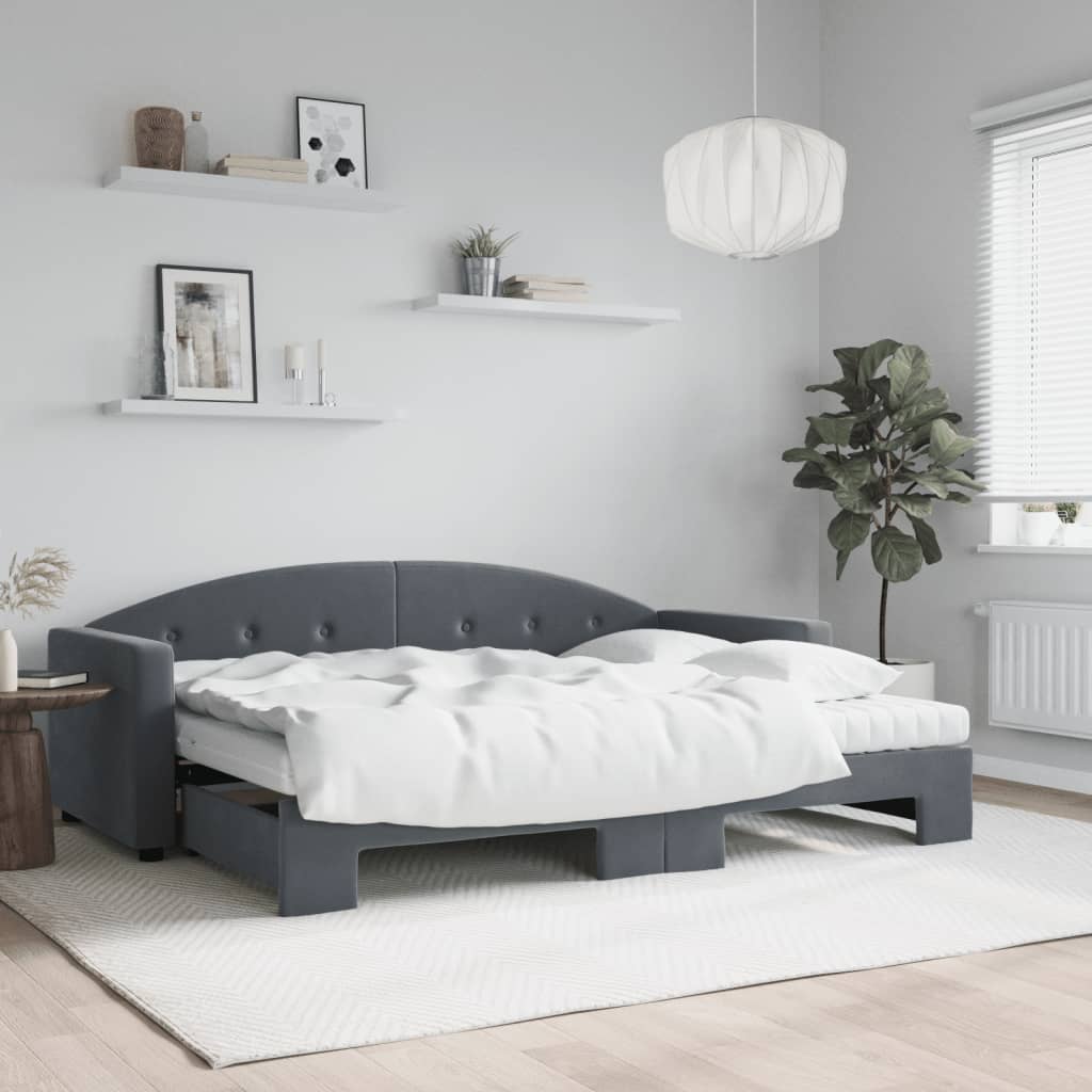 Lit de jour avec lit gigogne et matelas  80x200 cm velours - Imagem 13