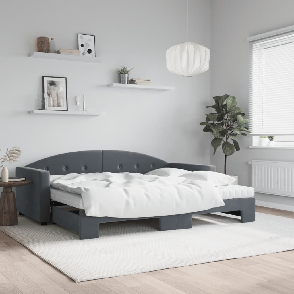 Lit de jour avec lit gigogne et matelas - 80x200 cm -Sensuri Maison