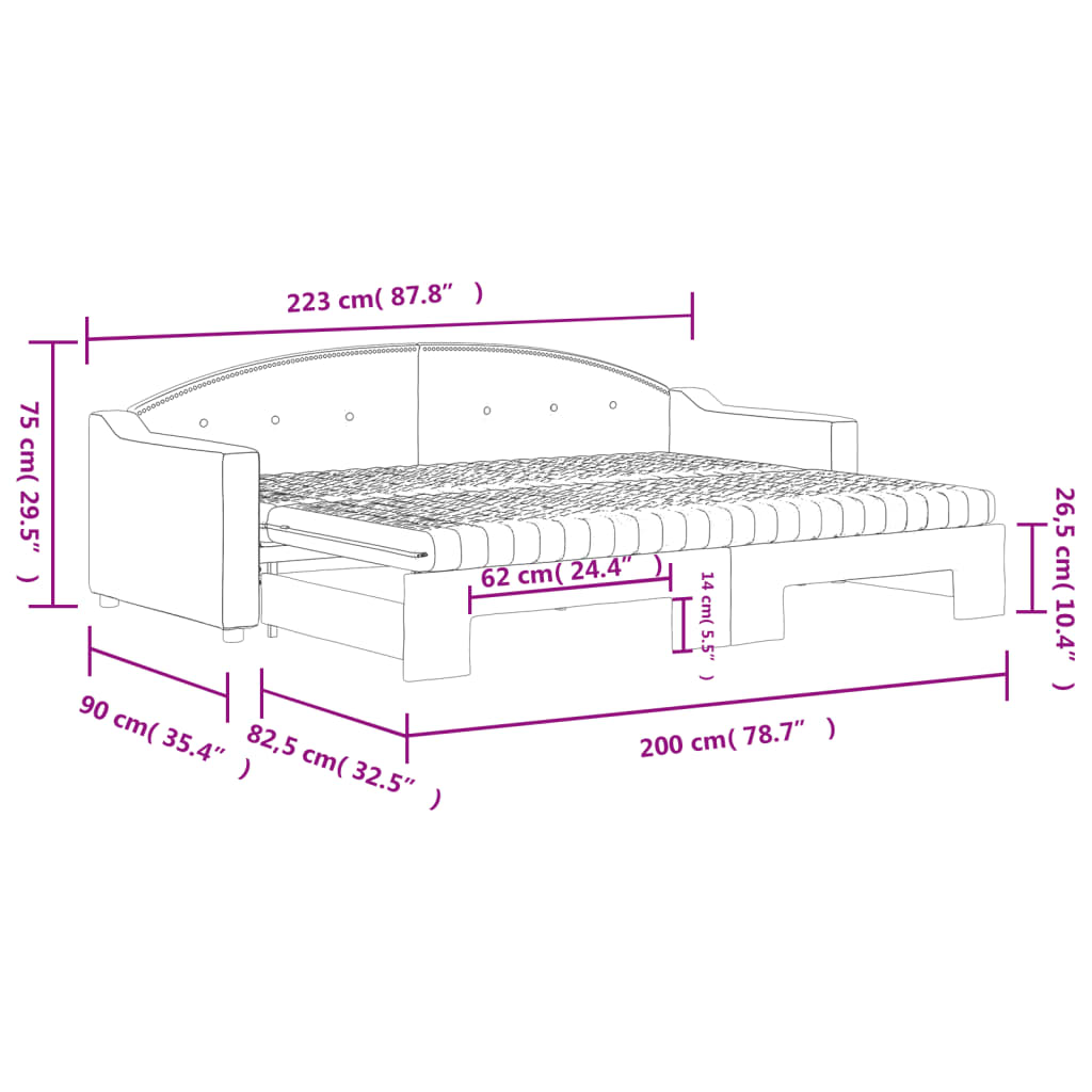 Daybed with trundle and mattresses - 80x200 cm - Sensuri Maison