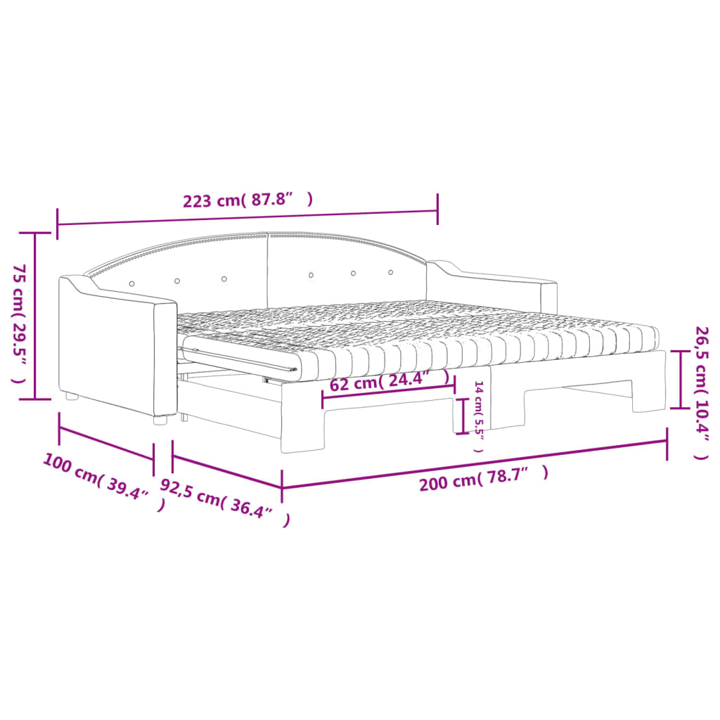 Daybed with trundle and mattresses - 80x200 cm - Sensuri Maison