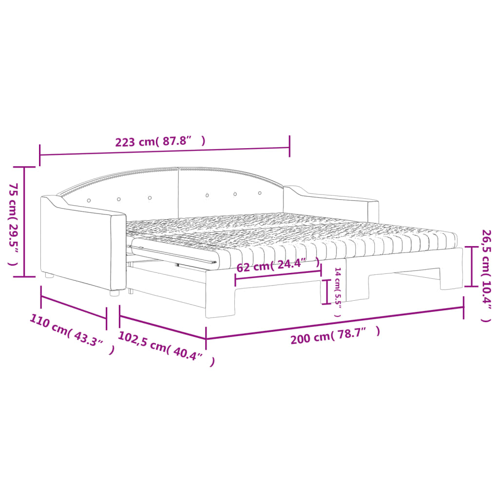 Daybed with trundle and mattresses - 80x200 cm - Sensuri Maison