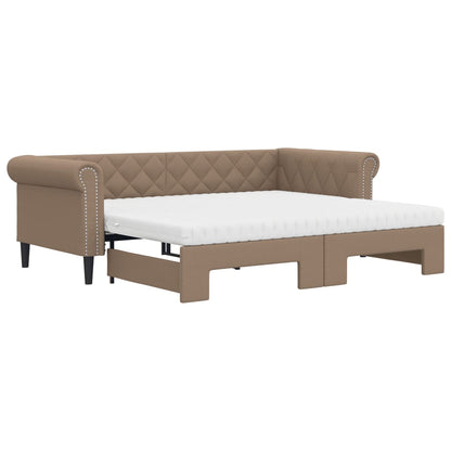 Lit de jour avec lit gigogne et matelas cappuccino 90x200 cm - Imagem 2
