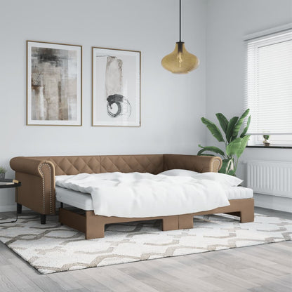Lit de jour avec lit gigogne et matelas cappuccino 90x200 cm - Imagem 1