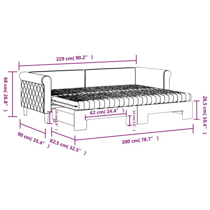 Lit de jour avec lit gigogne et matelas  80x200 cm velours - Imagem 12