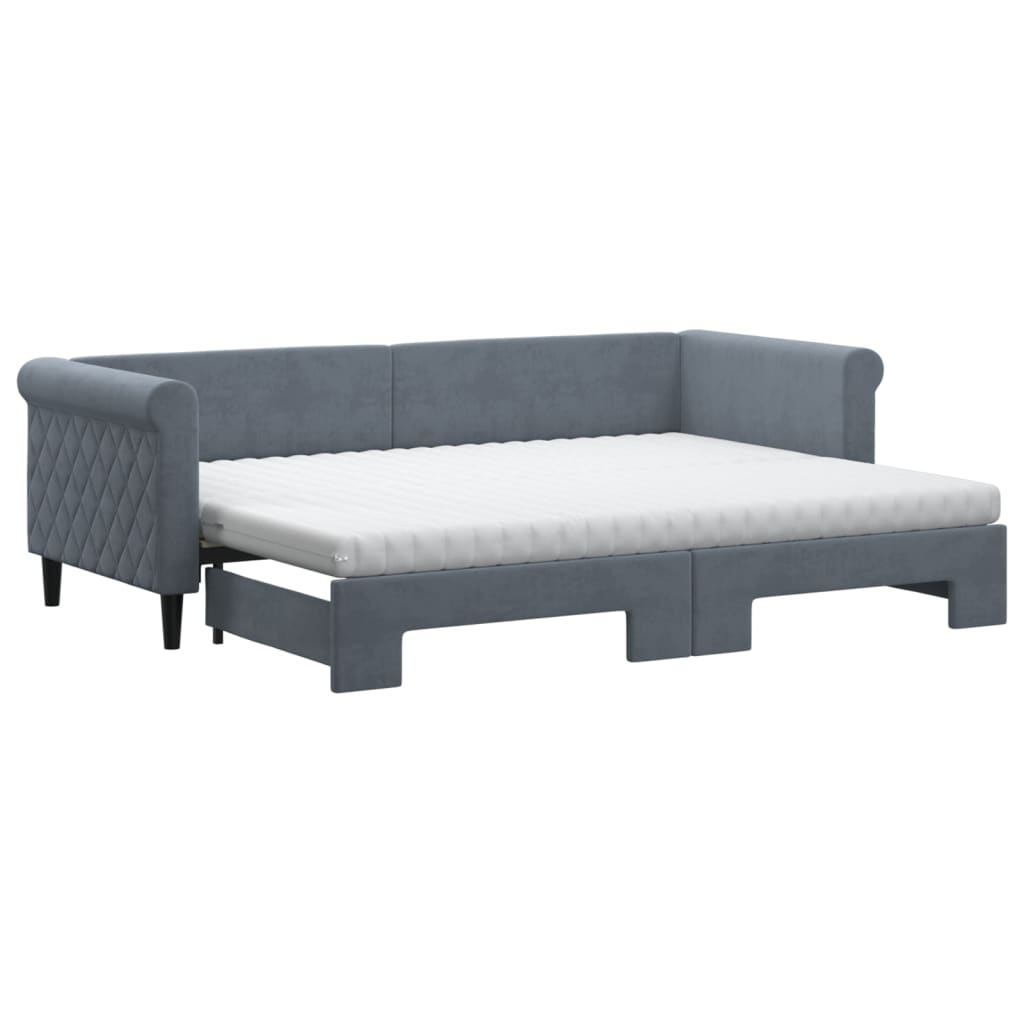 Lit de jour avec lit gigogne et matelas - 80x200 cm - Sensuri Maison