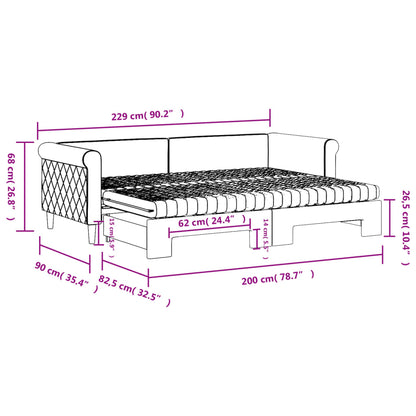 Lit de jour avec lit gigogne et matelas - 80x200 cm - Sensuri Maison