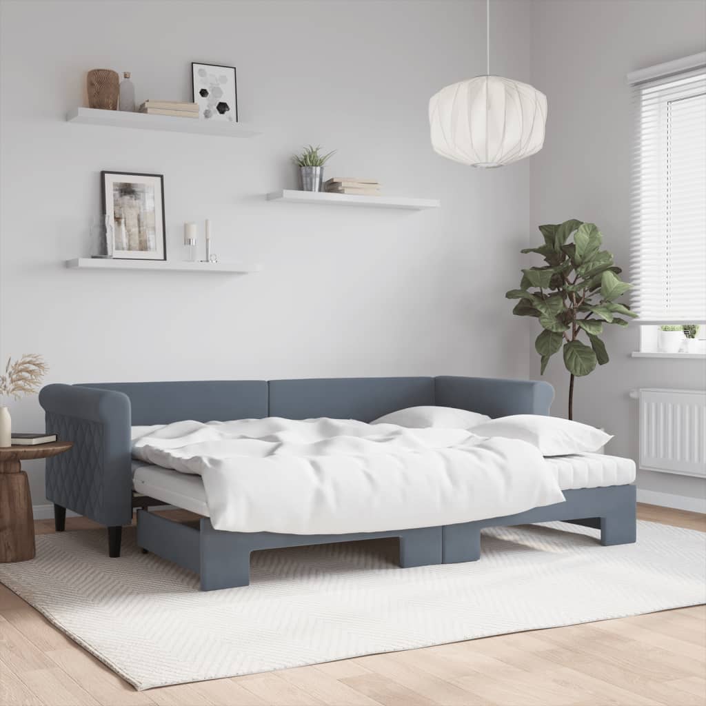 Lit de jour avec lit gigogne et matelas - 80x200 cm - Sensuri Maison