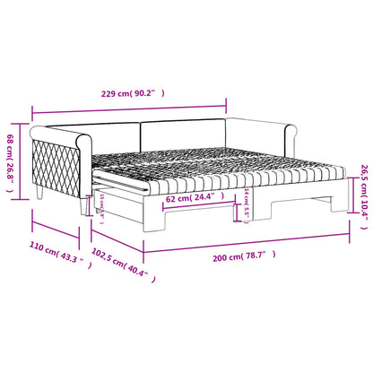 Lit de jour avec lit gigogne et matelas - 80x200 cm - Sensuri Maison