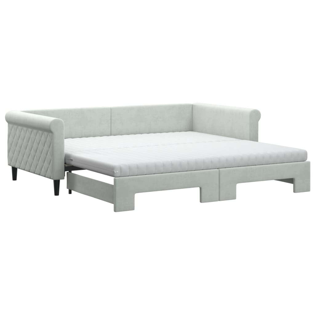 Lit de jour avec lit gigogne et matelas - 80x200 cm - Sensuri Maison