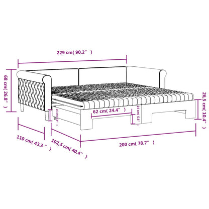 Lit de jour avec lit gigogne et matelas - 80x200 cm - Sensuri Maison