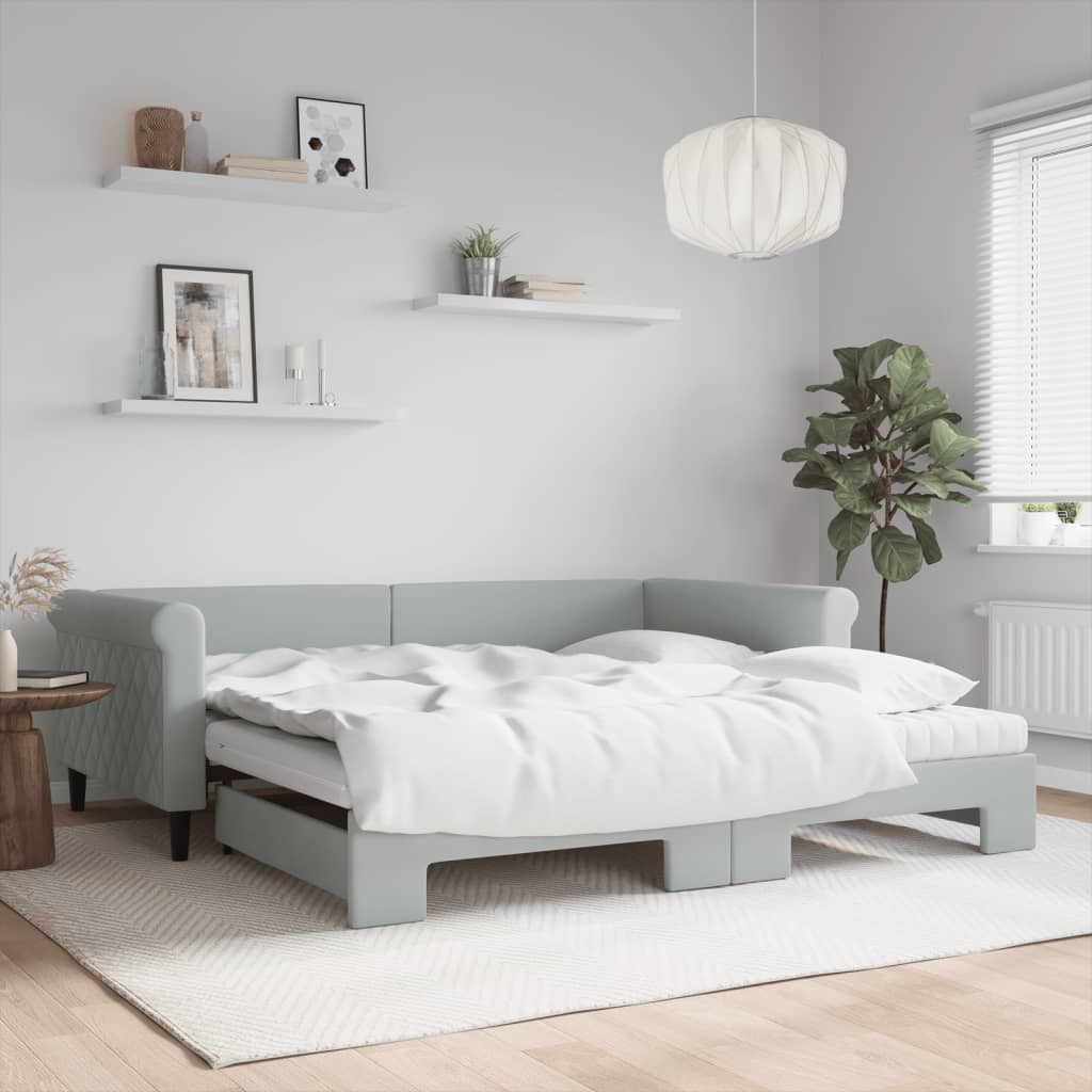 Lit de jour avec lit gigogne et matelas - 80x200 cm - Sensuri Maison