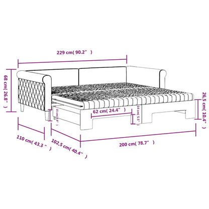 Lit de jour avec lit gigogne et matelas - 80x200 cm - Sensuri Maison