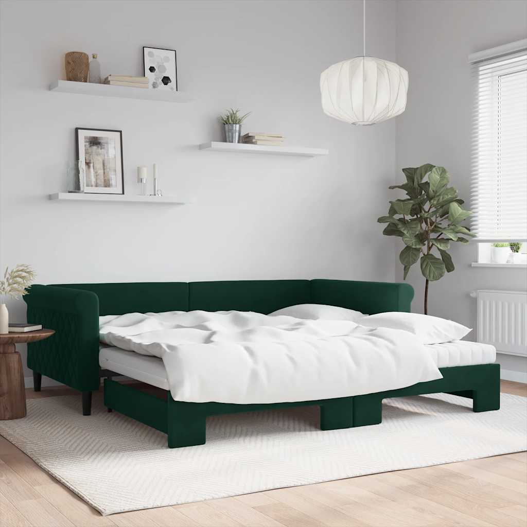 Lit de jour avec lit gigogne et matelas - 80x200 cm - Sensuri Maison