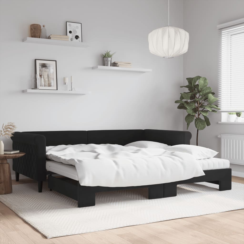 Lit de jour avec lit gigogne et matelas - 80x200 cm - Sensuri Maison