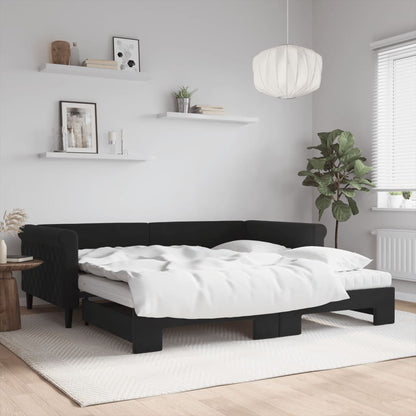 Lit de jour avec lit gigogne et matelas - 80x200 cm - Sensuri Maison