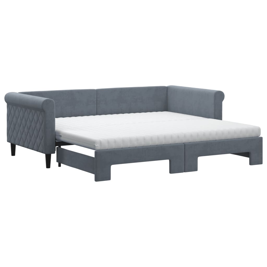 Lit de jour avec lit gigogne et matelas - 80x200 cm - Sensuri Maison