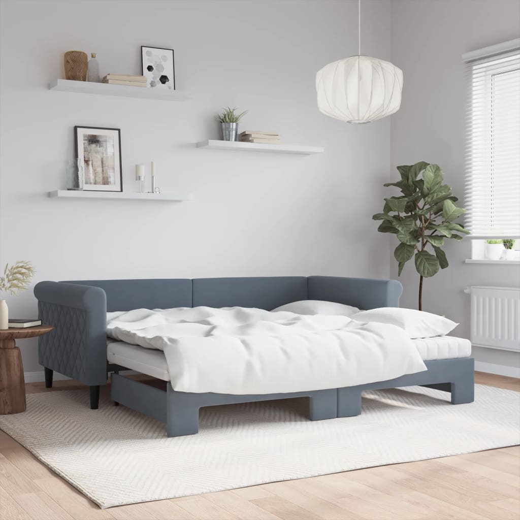 Lit de jour avec lit gigogne et matelas - 80x200 cm - Sensuri Maison