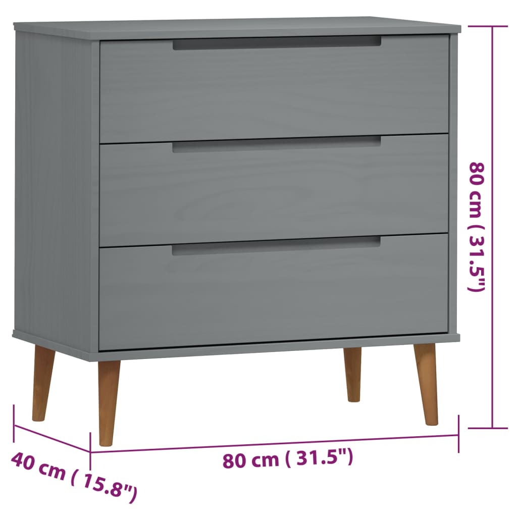 Commode MOLDE  80x40x80 cm Bois de pin massif - Imagem 8