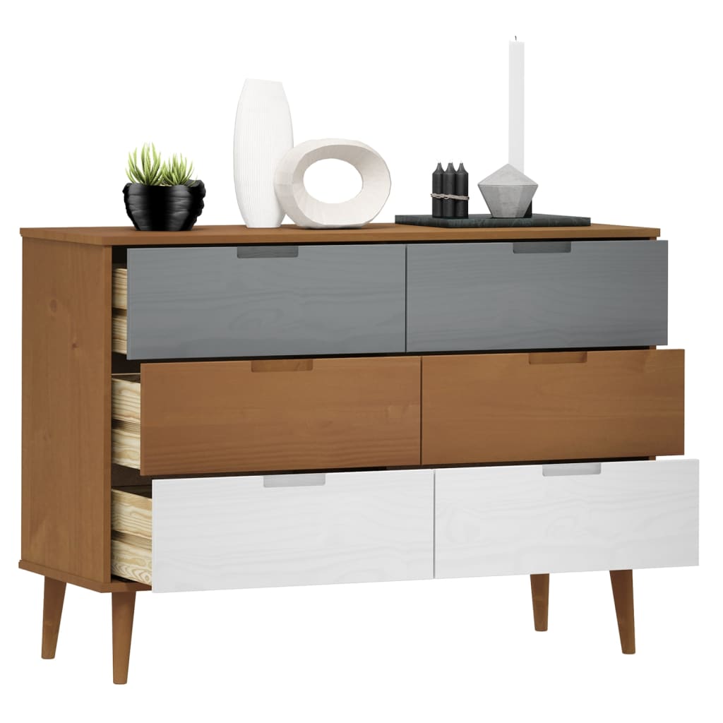 Commode MOLDE Marron 113x40x80 cm Bois de pin massif - Imagem 3