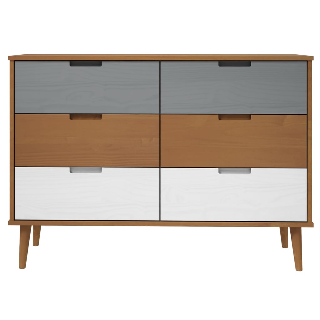 Commode MOLDE Marron 113x40x80 cm Bois de pin massif - Imagem 4