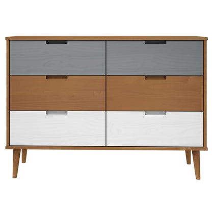 Commode MOLDE Marron 113x40x80 cm Bois de pin massif - Imagem 4