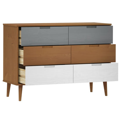 Commode MOLDE Marron 113x40x80 cm Bois de pin massif - Imagem 5