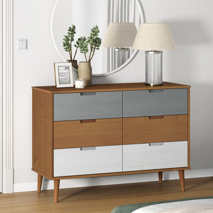 Commode MOLDE Marron 113x40x80 cm Bois de pin massif - Imagem 1