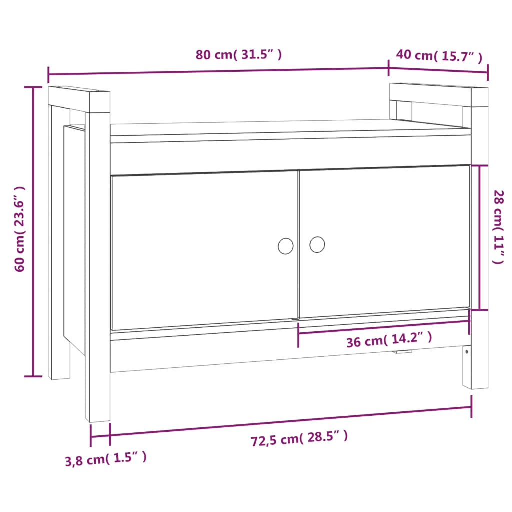 Banc d'entrée avec rangement - Pin massif - Style scandinave - Sensuri Maison