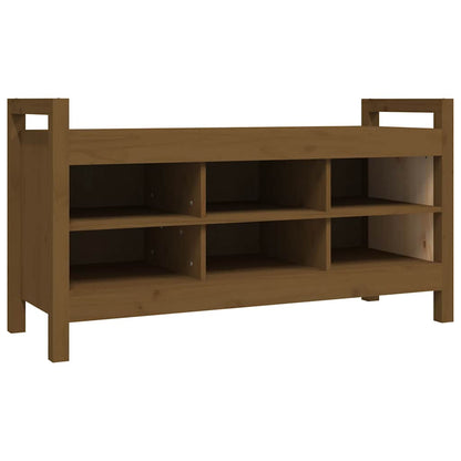 Banc d'entrée Marron miel 110x40x60 cm Bois de pin massif - Imagem 2