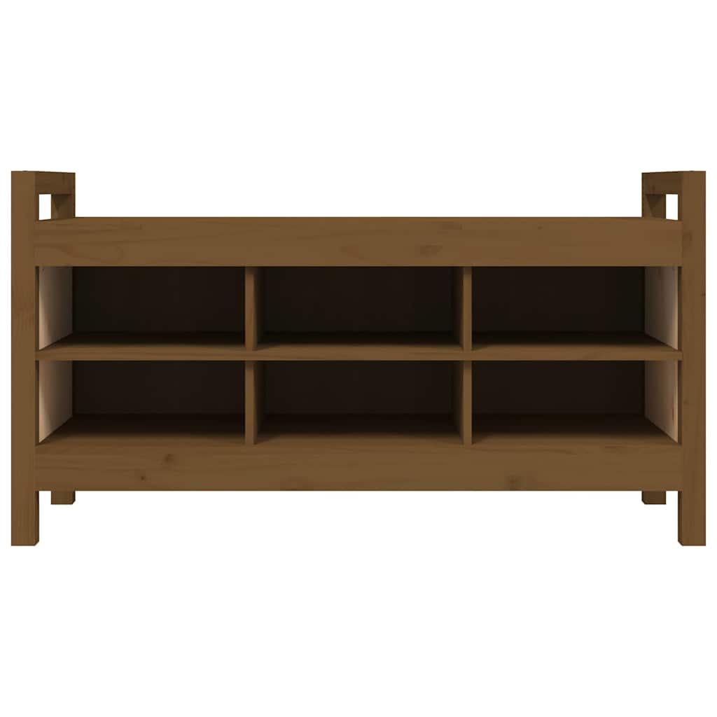 Banc d'entrée Marron miel 110x40x60 cm Bois de pin massif - Imagem 3