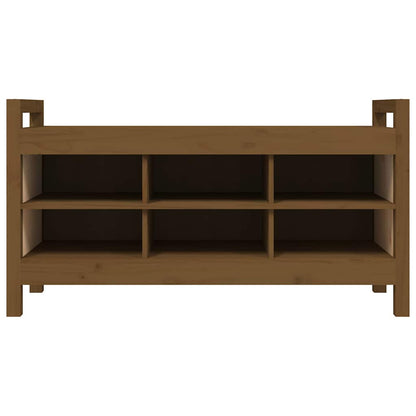 Banc d'entrée Marron miel 110x40x60 cm Bois de pin massif - Imagem 3