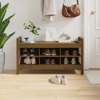 Banc d'entrée Marron miel 110x40x60 cm Bois de pin massif - Imagem 1