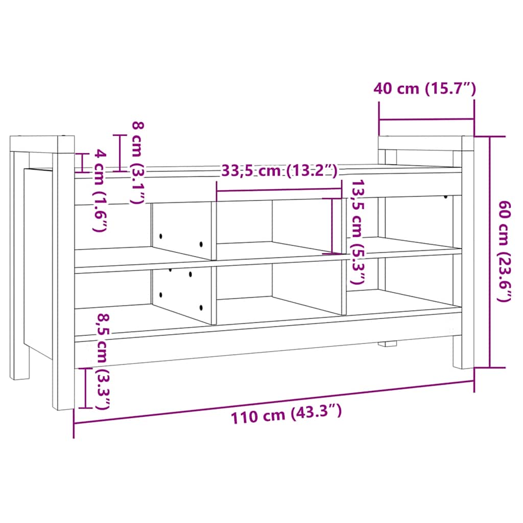 Banc d'entrée avec rangement - Pin massif - Style scandinave - Brun miel - Sensuri Maison