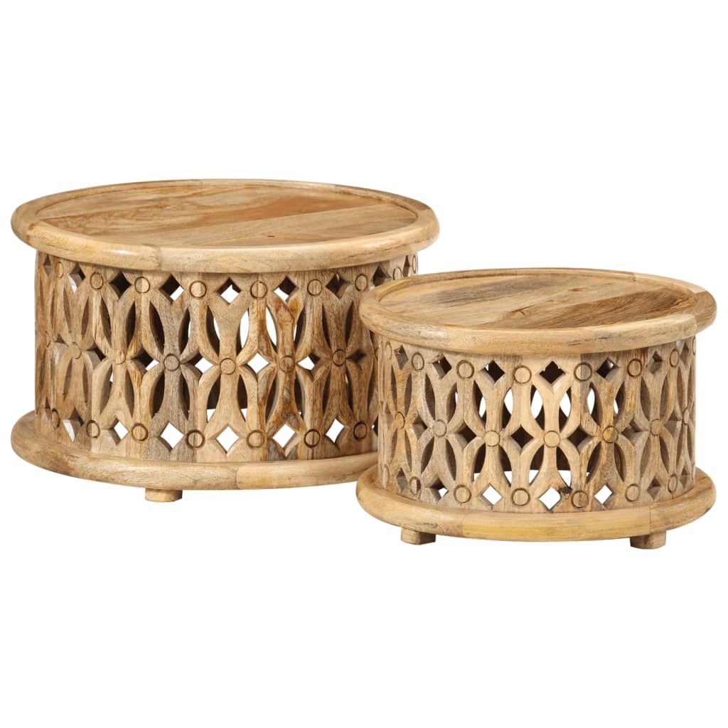 Ensemble de tables basses 2 pcs bois de manguier solide - Imagem 1