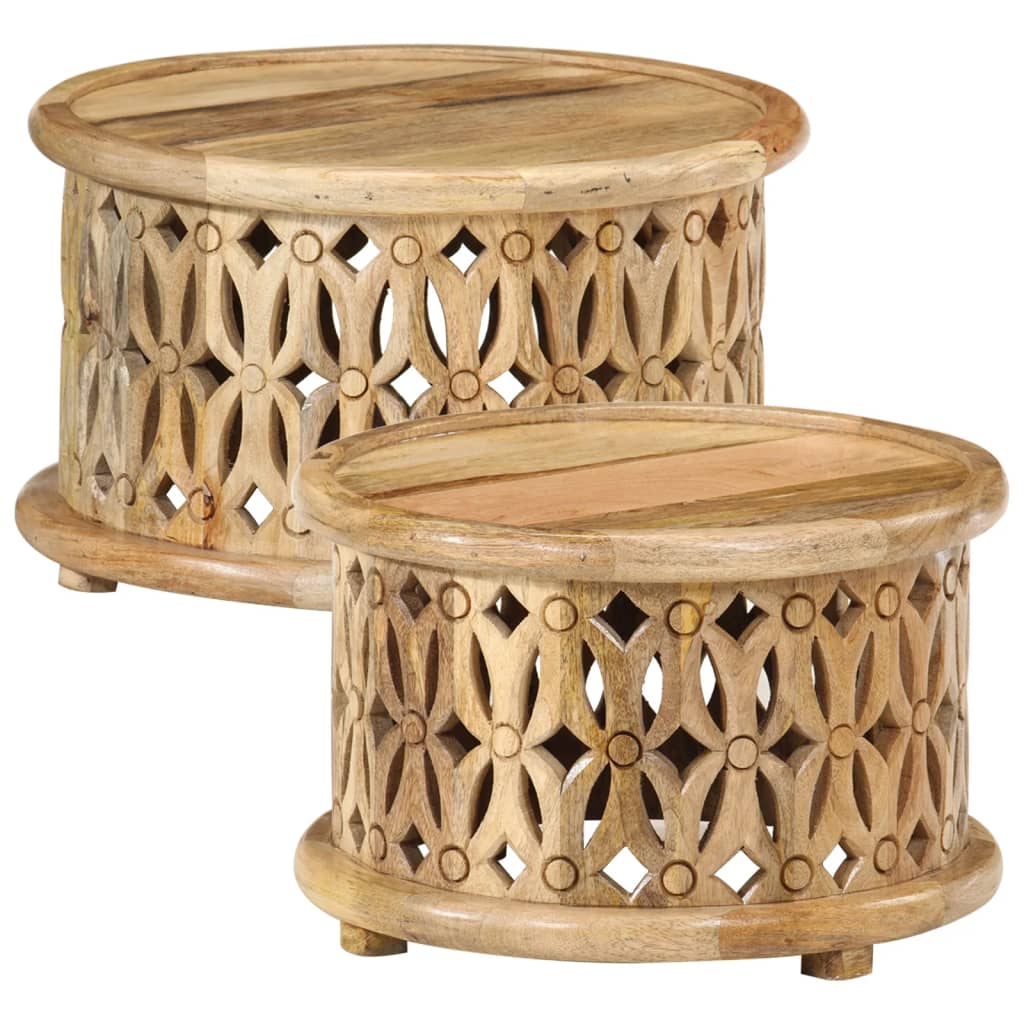 Ensemble de tables basses 2 pcs bois de manguier solide - Imagem 2