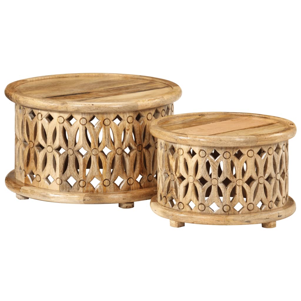 Ensemble de tables basses 2 pcs bois de manguier solide - Imagem 11