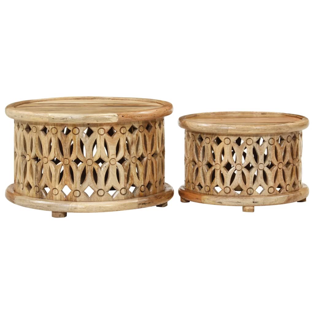 Ensemble de tables basses 2 pcs bois de manguier solide - Imagem 3
