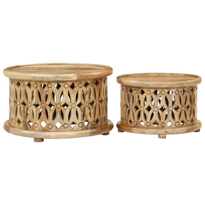 Ensemble de tables basses 2 pcs bois de manguier solide - Imagem 3