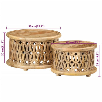 Ensemble de tables basses 2 pcs bois de manguier solide - Imagem 7
