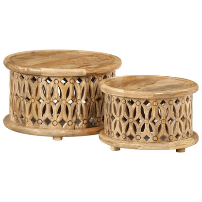 Ensemble de tables basses 2 pcs bois de manguier solide - Imagem 8