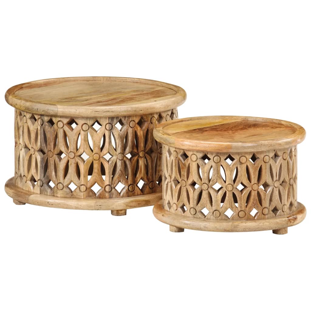 Ensemble de tables basses 2 pcs bois de manguier solide - Imagem 9