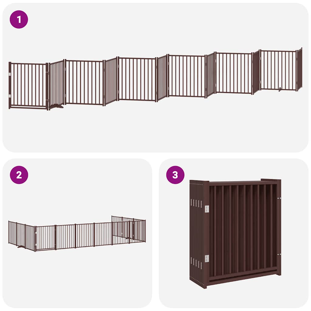 Barrière pour chien porte pliable 12 panneaux bois de peuplier - Imagem 6